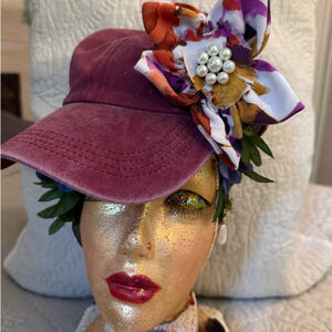 Baseball Cap with Removable Floral Brooch Pin OS